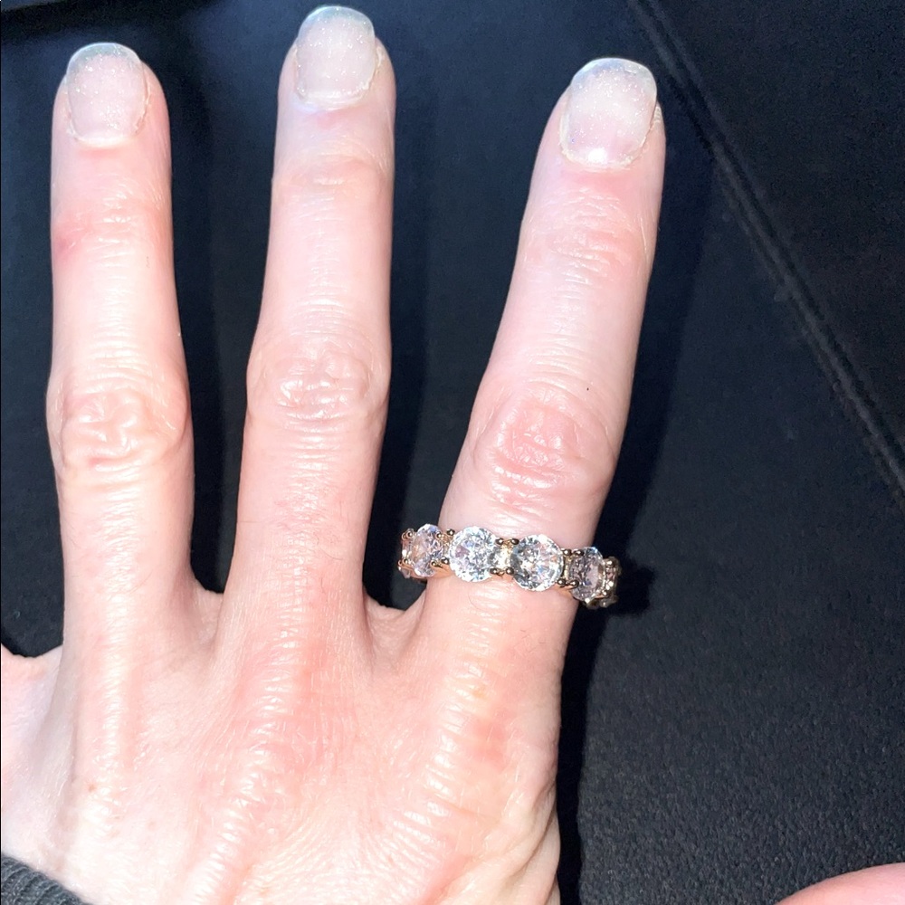 Crystal Diamond Eternity Wedding Band Size 7.5